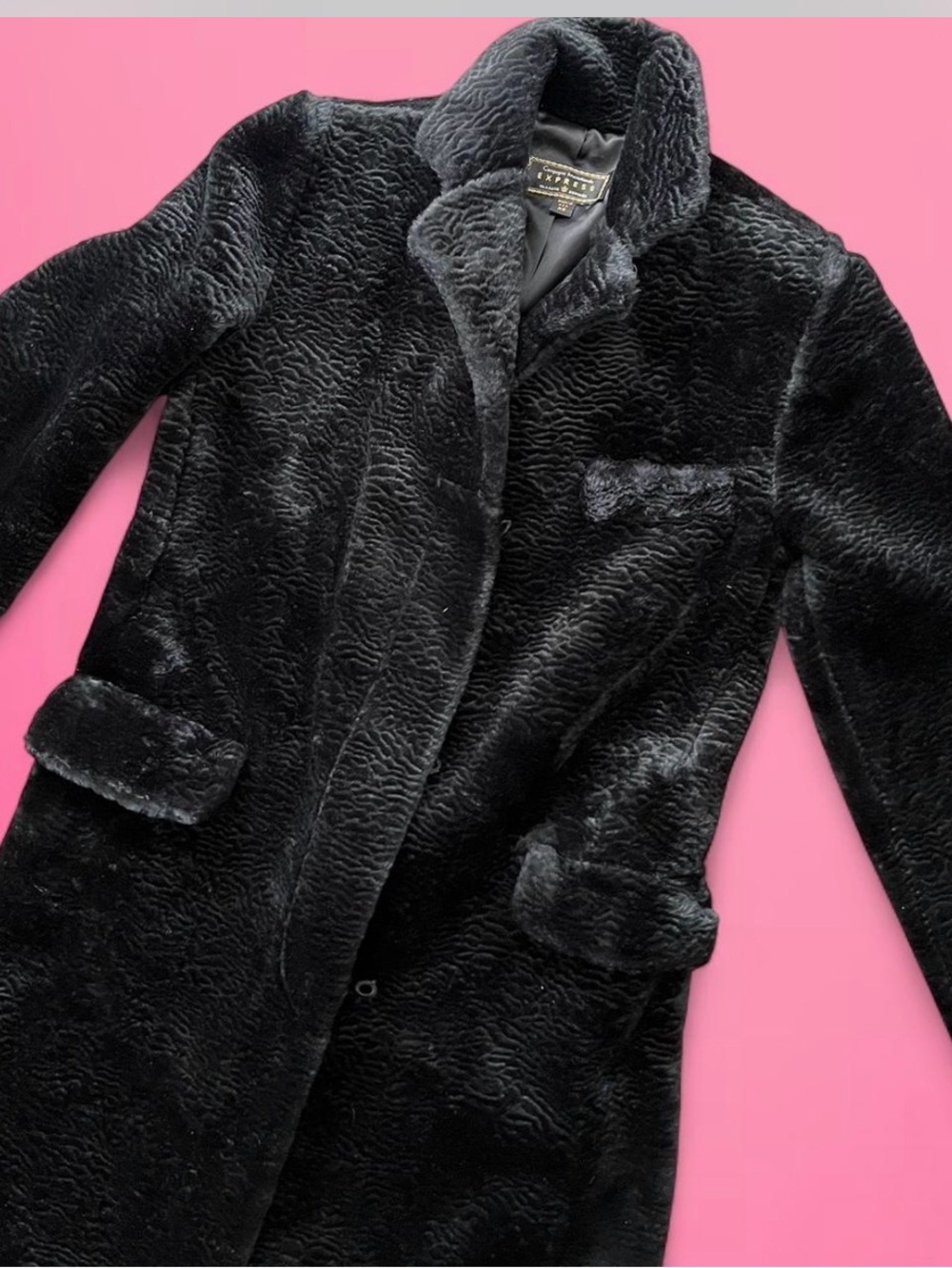 Express Black Faux Fur Teddy Coat